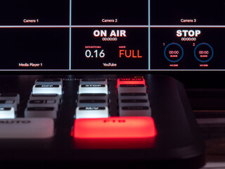 Streaming setup with video mixer and screen