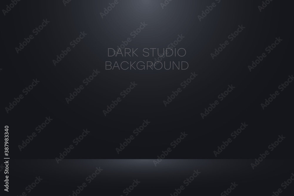 Poster black studio background. realistic empty dark studio room. background for product display show or pl