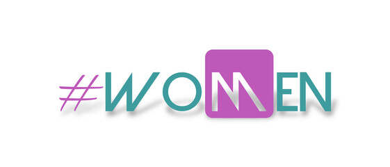 Hashtag women con sfondo colorato