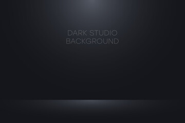 Black studio background. Realistic empty dark studio room. Background for product display show or place for presentation. Vector.