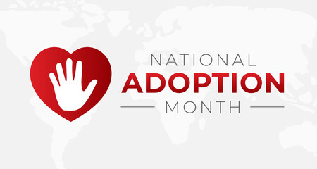 National Adoption Month Background Illustration with Heart