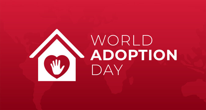 World Adoption Day Background Illustration with House and Heart