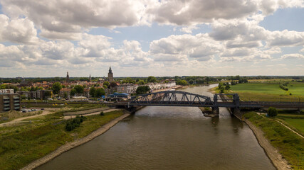 Fototapeta na wymiar Railway bridge of steel of Zutphen in the Netherlands