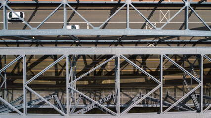 Railway bridge of steel of Zutphen in the Netherlands, topdown view