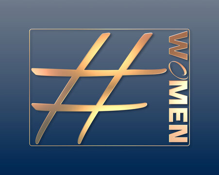 Hashtag women con sfondo colorato