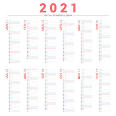 2021 Planner Calendar Vertical Design.