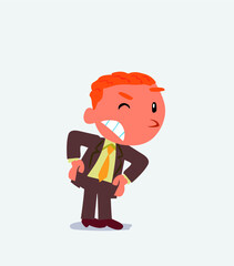 cartoon character of businessman suspecting something wrong
