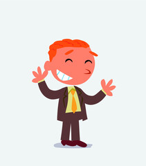 Very pleased cartoon character of businessman