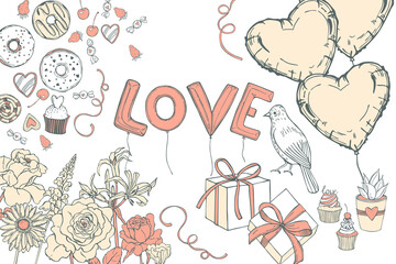  Vector  Valentine's Day background.