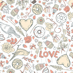  Vector  pattern  with flowers and sweets.