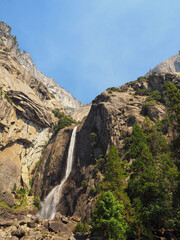 Beautiful Yosemite falls and the pine at Yosemite national park, National park in California, USA