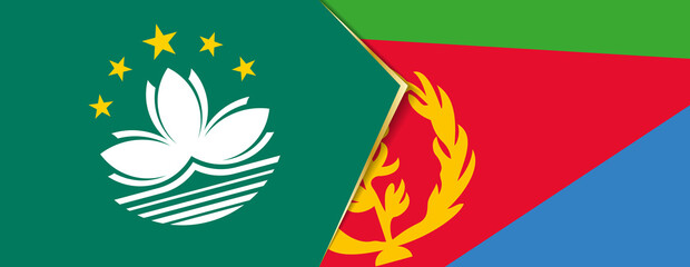 Fototapeta na wymiar Macau and Eritrea flags, two vector flags.