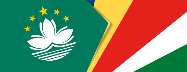 Macau and Seychelles flags, two vector flags.