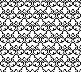 Obraz premium Flower geometric pattern. Seamless vector background. White and black ornament