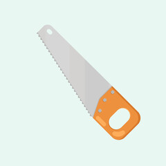 Hand saw flat vector illustration.