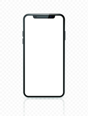 Realistic Smartphone , Black Color . Front View . Isolated Vector Elements