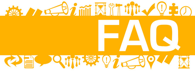 FAQ - Frequently Asked Questions Yellow Business Symbols Top Bottom Horizontal 