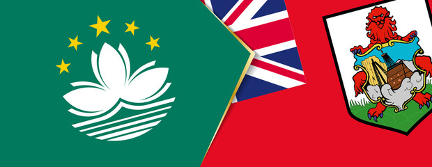 Macau and Bermuda flags, two vector flags.