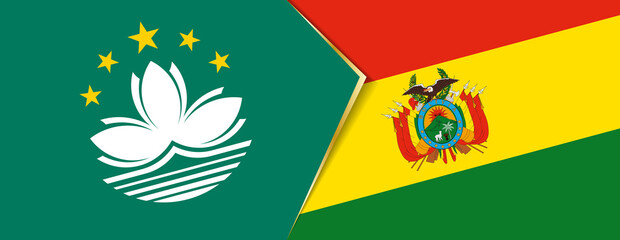 Macau and Bolivia flags, two vector flags.