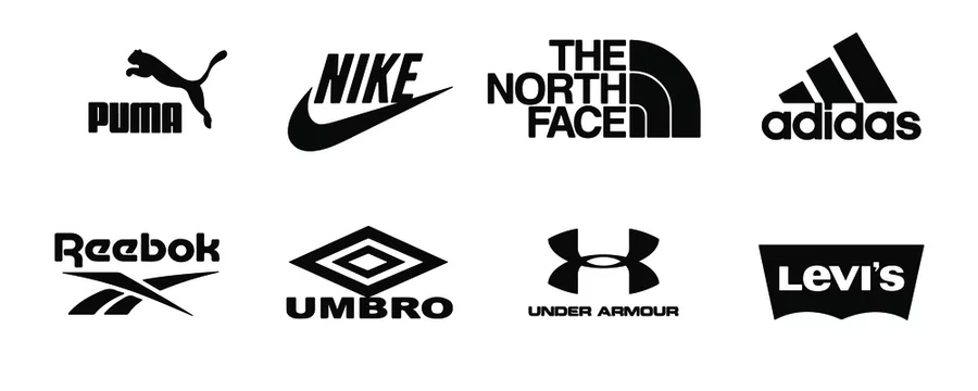 Nike. Top logos of popular sportswear brands: nike, umbro, adidas, reebok,  puma, under armour, levis, the north face. Editorial vector illustration.  Vinnitsa, Ukraine - October 19, 2020 Stock Vector | Adobe Stock