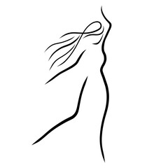 dancing or easy running graceful woman, abstract image