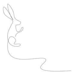 Easter bunny animal line drawing. Vector illustration