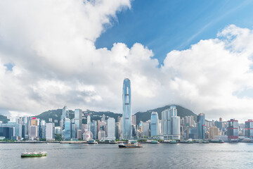 Fototapeta na wymiar Skyline of Victoria Harbor in Hong Kong city