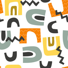 seamless pattern with different shapes. Abstract elements, colorful vector. hand drawing, flat style. design for fabric, print, textile, wrapper