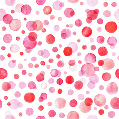 Watercolor hand painted red orange and pink circles collection on white.