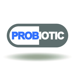 Probiotic bacteria capsule icon vector. Lactobacillus medical pilule  sign. Stomach and Bowel Micro Flora Care Pill Symbol.