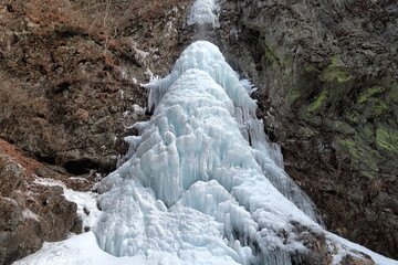 Fototapeta na wymiar 群馬県・中止の滝 (氷瀑)(真冬)(正面)(日本の滝)