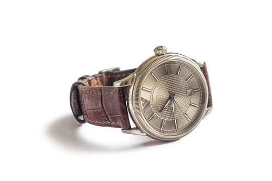 Old mechanical watch with leather strap