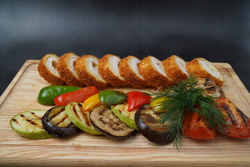 grilled meat with vegetables