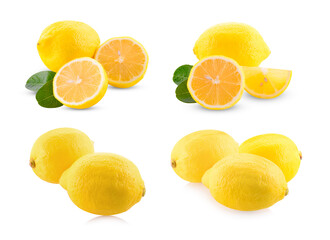 Yellow lemons isolated on a white background