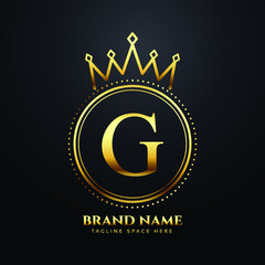 Letter G gold  luxury crown logo concept