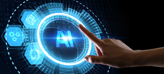 AI Learning and Artificial Intelligence Concept. Business, modern technology, internet and networking concept.