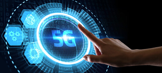 The concept of 5G network, high-speed mobile Internet, new generation networks. Business, modern technology, internet and networking concept.