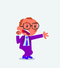  Very angry cartoon character of businessman pointing at something.