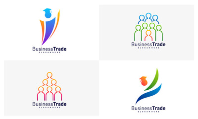 Fototapeta na wymiar Set of Leadership logo design vector, Colorful People logo design template, Icon symbol