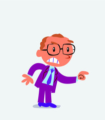 cartoon character of businessman pointing something aggressively.