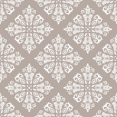 Naklejka na ściany i meble Classic seamless vector pattern. Damask orient brown and white ornament. Classic vintage background. Orient ornament for fabric, wallpaper and packaging