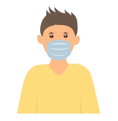 boy in a medical mask to protect against the virus. Vector illustration of health care people.