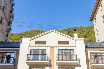 Cableway of Rosa Khutor ski resort in the Krasnodar region. Sochi, Russia
