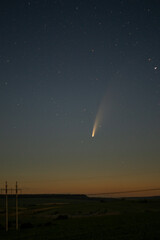 comet and night sky and clouds