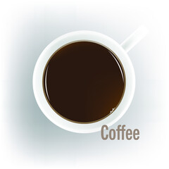 White coffee mug In the cup there is black coffee Put on a white background