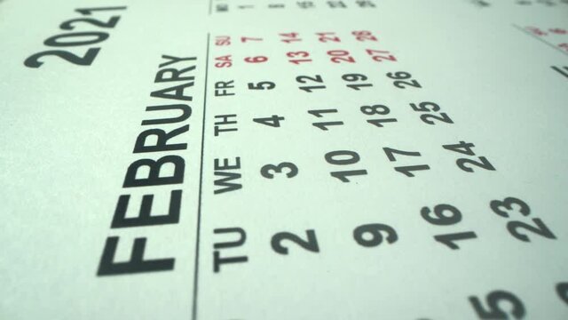 Calendar 2021 in macro shot. Rotating dates. February and June. New year unique frame. Year of the metal bull. Chinese new year