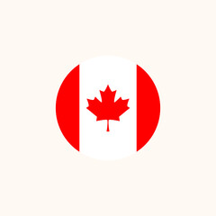 Fototapeta na wymiar Canadian round flag icon. National Canada circular flag vector illustration isolated on white.