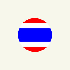 Thailand round flag icon. National Thai circular flag vector illustration isolated on white.