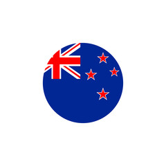 New Zealand round flag icon. National New Zealand circular flag vector illustration isolated on white.