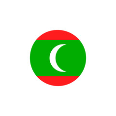 Maldives round flag icon. National Maldivian circular flag vector illustration isolated on white.